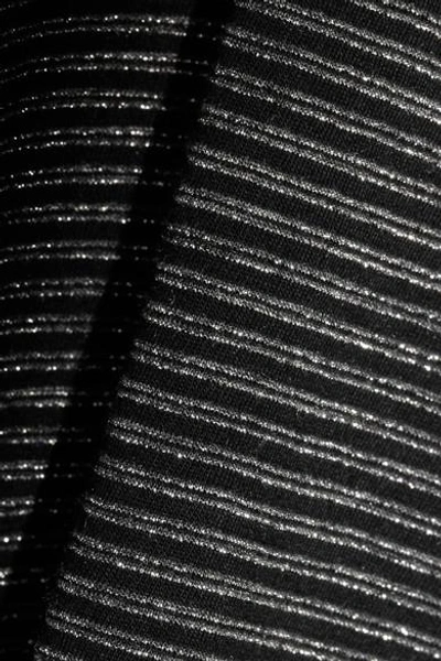 Shop M.i.h Jeans Range Polo Metallic Striped Cotton-blend Turtleneck Top In Black
