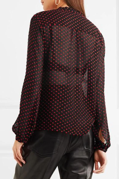 Shop Mcq By Alexander Mcqueen Pussy-bow Flocked Silk-chiffon Blouse