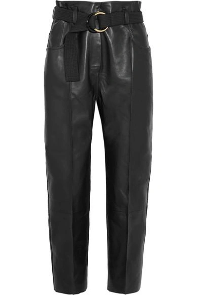 Shop Petar Petrov Holly Cropped Leather Wide-leg Pants