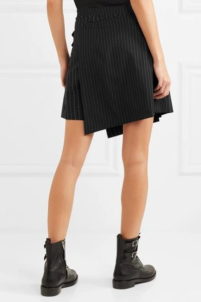Shop Mcq By Alexander Mcqueen Asymmetric Pleated Pinstriped Woven Mini Skirt