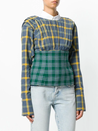 Shop Natasha Zinko Two-tone Checked Top