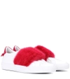 GIVENCHY FUR-TRIMMED LEATHER SNEAKERS,P00269947