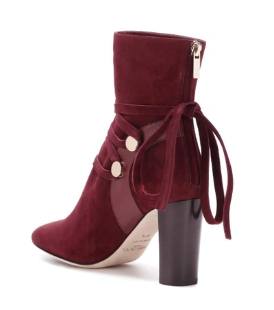 Shop Jimmy Choo Houston 85 Suede Ankle Boots In Red