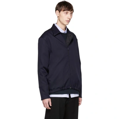 Shop Marni Navy Collared Jacket