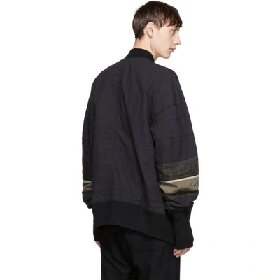 Shop Ziggy Chen Black Long Bomber Jacket In 04