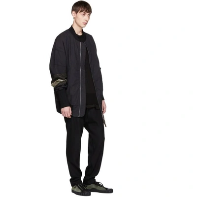 Shop Ziggy Chen Black Long Bomber Jacket In 04