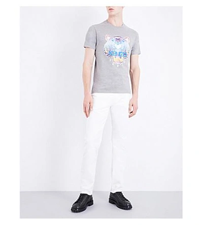 Shop Kenzo Rainbow Tiger Cotton-jersey T-shirt In Dove Grey
