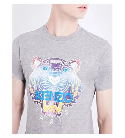 Shop Kenzo Rainbow Tiger Cotton-jersey T-shirt In Dove Grey