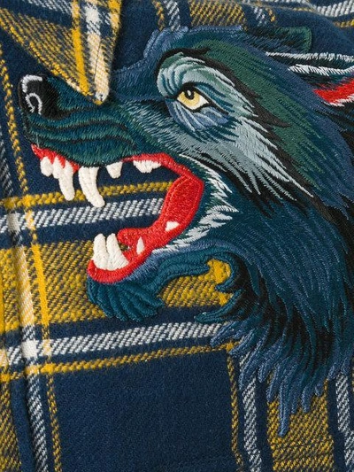 Shop Gucci - Plaid Shirt With Wolf Embroidery