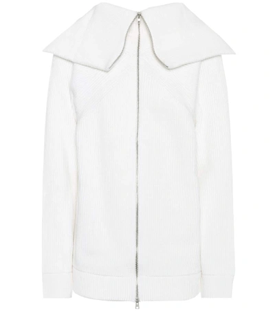 Victoria Beckham Ribbed Wool Cardigan In White