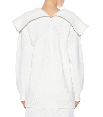 Shop Victoria Beckham Ribbed Wool Cardigan In White