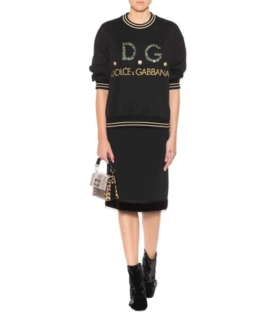 Shop Dolce & Gabbana Embellished Cotton Sweater In Black