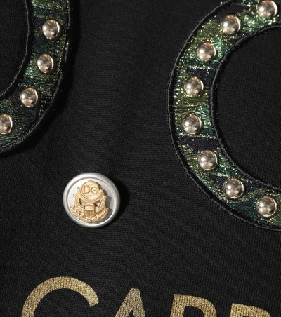 Shop Dolce & Gabbana Embellished Cotton Sweater In Black