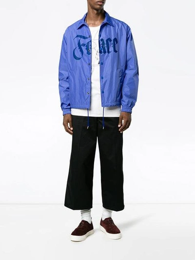 Shop Facetasm Face Printed Coach Jacket In Blue