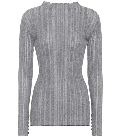 Shop Proenza Schouler Metallic Ribbed Sweater In Silver