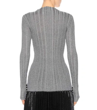 Shop Proenza Schouler Metallic Ribbed Sweater In Silver