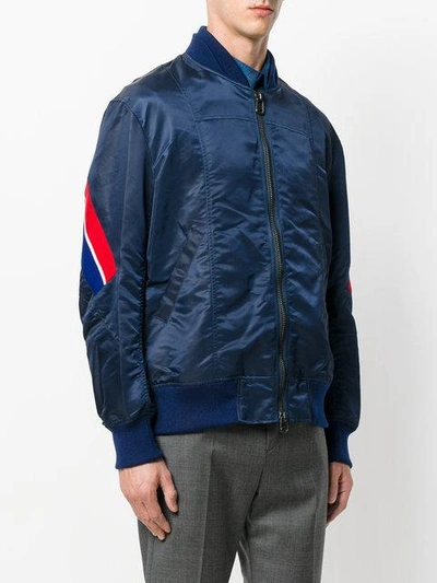 Shop Facetasm Side Stripe Bomber Jacket - Blue