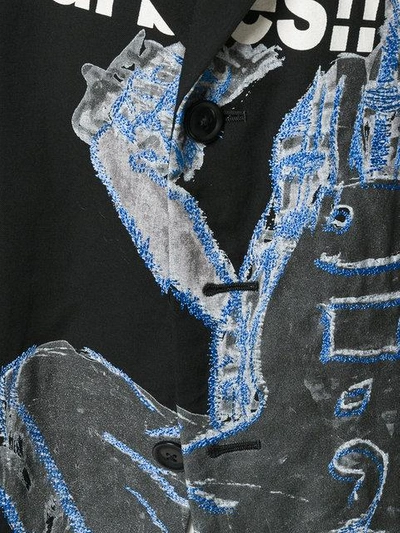 Shop Yohji Yamamoto Print Embroidered Blazer - Black