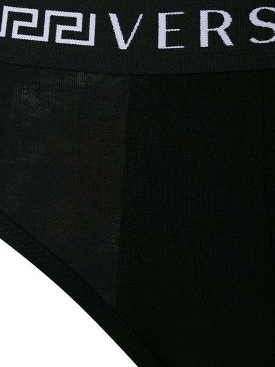 Shop Versace Grecian Logo Briefs - Black