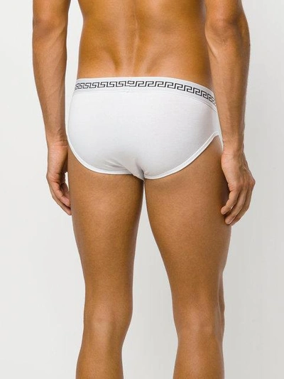 Shop Versace Grecian Logo Briefs - White