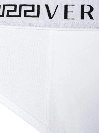 Shop Versace Grecian Logo Briefs - White