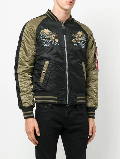 Shop Alpha Industries Dragon Embroidered Bomber Jacket