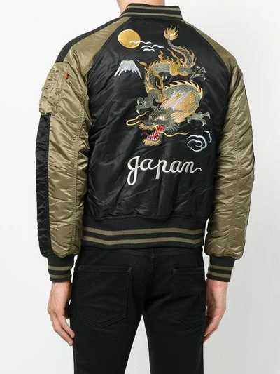 Shop Alpha Industries Dragon Embroidered Bomber Jacket