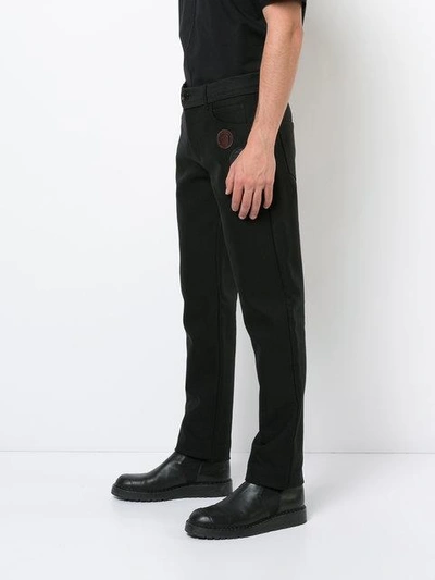 Shop Yang Li Patch Detail Skinny Trousers In Black