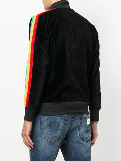 Shop Palm Angels Velvet 'legalize It' Zipped Sweater - Black