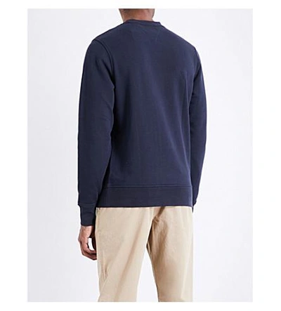 Shop Tommy Hilfiger Logo-embroidered Cotton Sweatshirt In Sky Captain