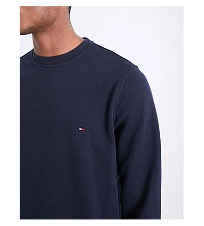 Shop Tommy Hilfiger Logo-embroidered Cotton Sweatshirt In Sky Captain