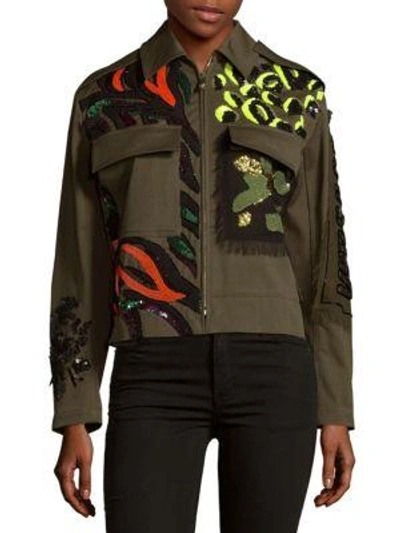 Shop Versace Capospalla Military Jacket In Green