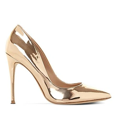 Shop Steve Madden Daisie Metallic-leather Heeled Courts In Rose Gold-synthetic