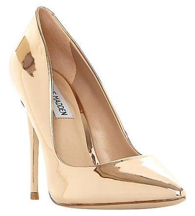 Shop Steve Madden Daisie Metallic-leather Heeled Courts In Rose Gold-synthetic