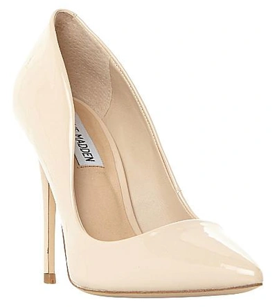Shop Steve Madden Daisie Patent-leather Heeled Courts In Nude-patent Synthetic