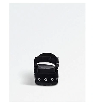 Shop Alexander Mcqueen 2 Band Eyelet Flatform In Black