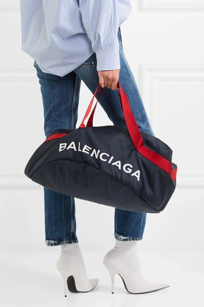 Shop Balenciaga Wheel Embroidered Shell Bag