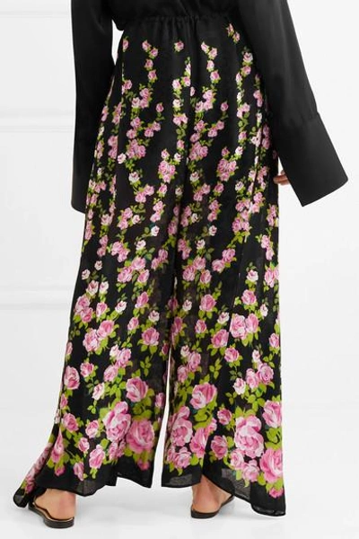 Shop Gucci Printed Jacquard Wide-leg Pants In Pink