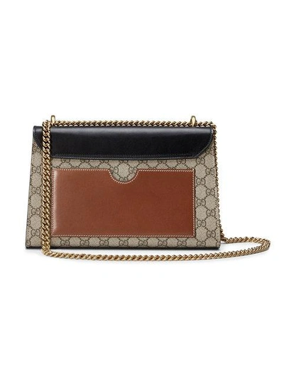 Shop Gucci Padlock Gg Supreme Shoulder Bag In Brown