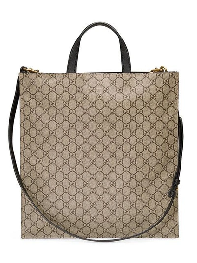 Shop Gucci Bee Print Soft Gg Supreme Tote In Neutrals