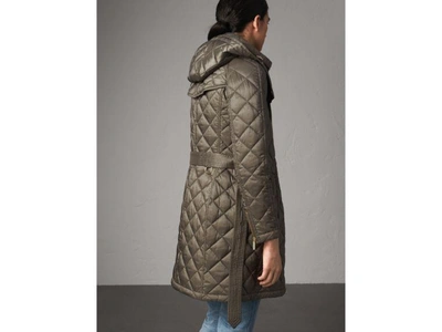 Shop Burberry Detachable Hood Quilted Showerproof Parka In Mink Grey