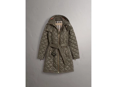 Shop Burberry Detachable Hood Quilted Showerproof Parka In Mink Grey