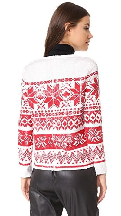 Shop Ashish Sequin Fairisle Top In White/red