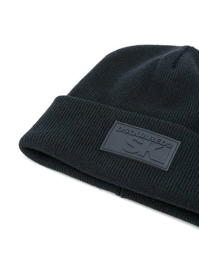 Shop Dsquared2 Branded Patch Beanie - Black
