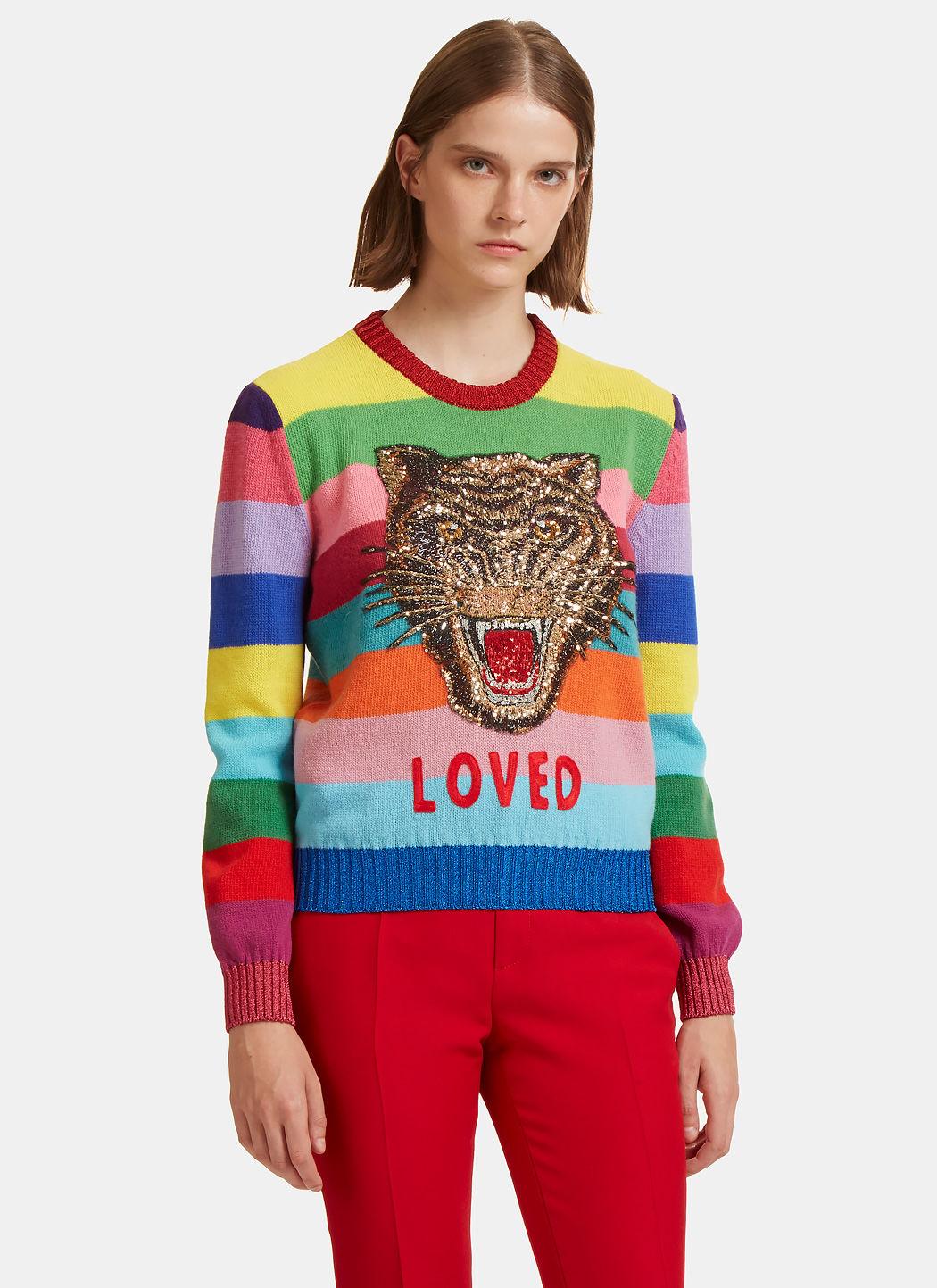 gucci tiger rainbow sweater