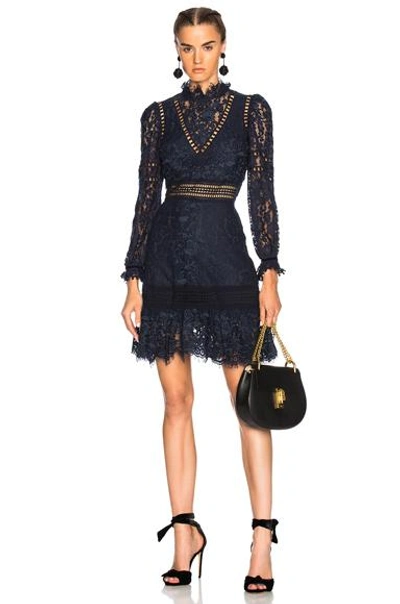 Shop Sea Lace Embroidered Dress In Blue