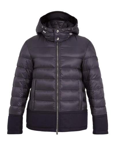 Moncler Riom Wool-trimmed Quilted Down Jacket In Navy | ModeSens
