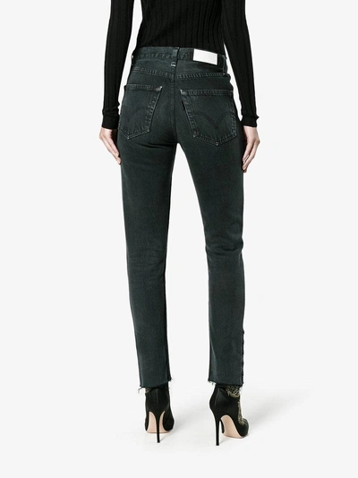 Shop Olivier Theyskens Mid-rise Straight Leg Jeans With Hook And Eye Detail In Black