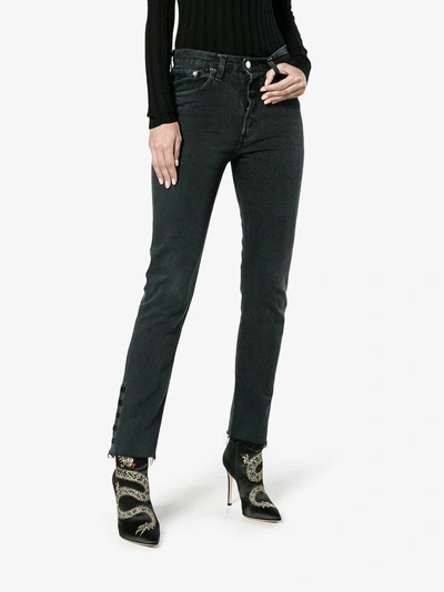 Shop Olivier Theyskens Mid-rise Straight Leg Jeans With Hook And Eye Detail In Black