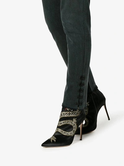 Shop Olivier Theyskens Mid-rise Straight Leg Jeans With Hook And Eye Detail In Black